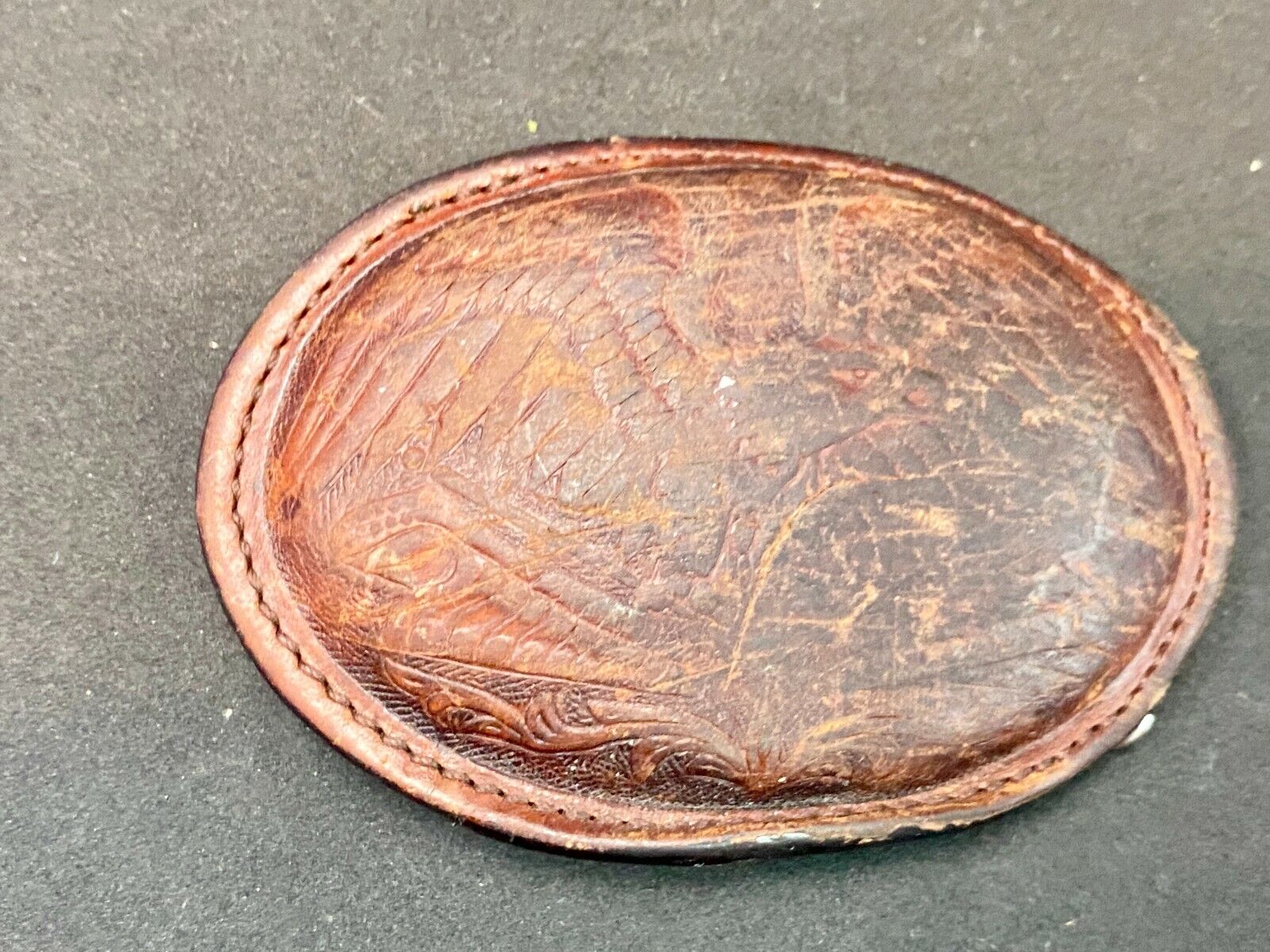 Vintage Leather Duck Belt Buckle - To Restore