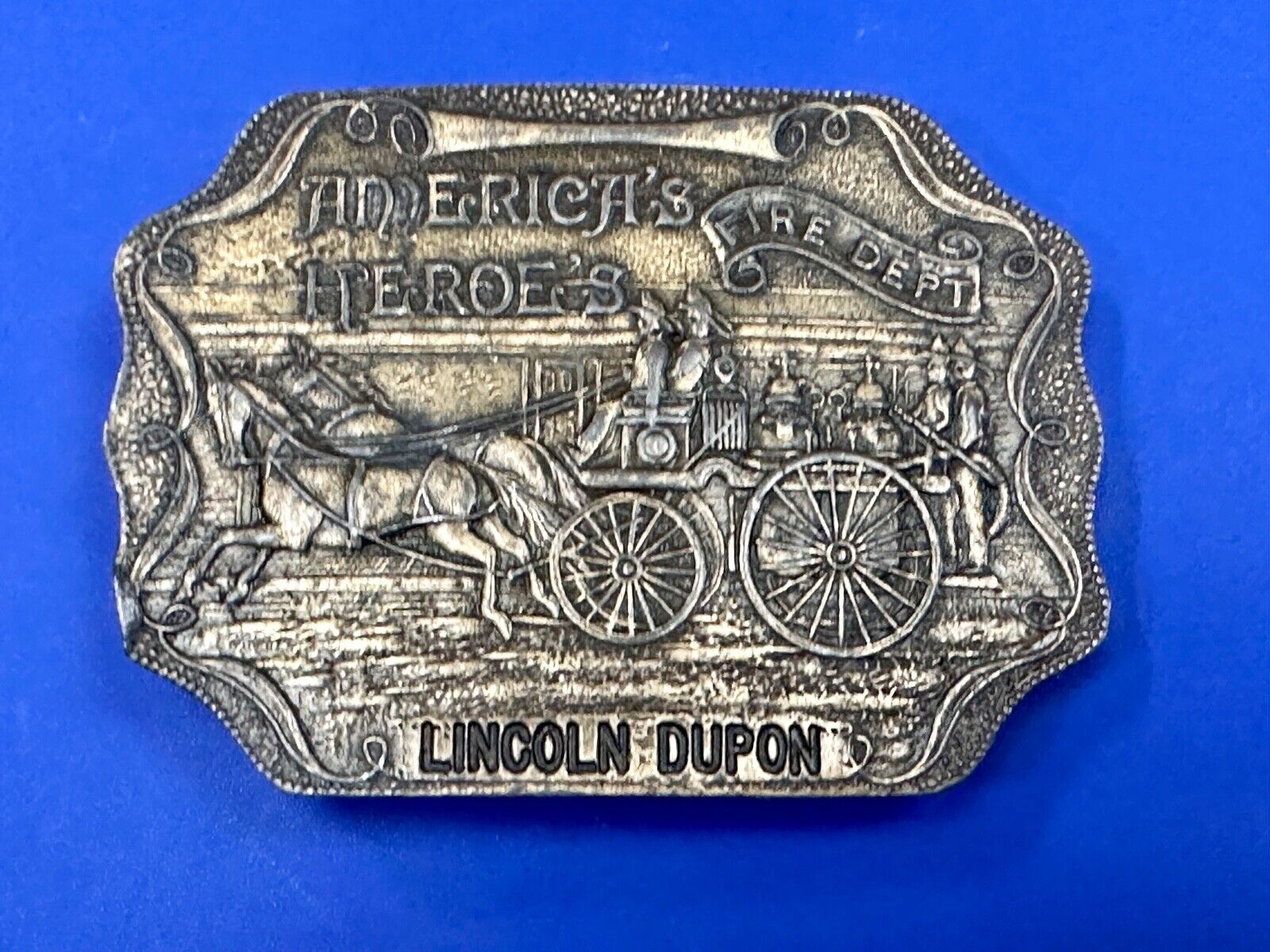 America’s Heroes FIRE DEPARTMENT Lincoln Dupon Vintage belt buckle - Buckle Co
