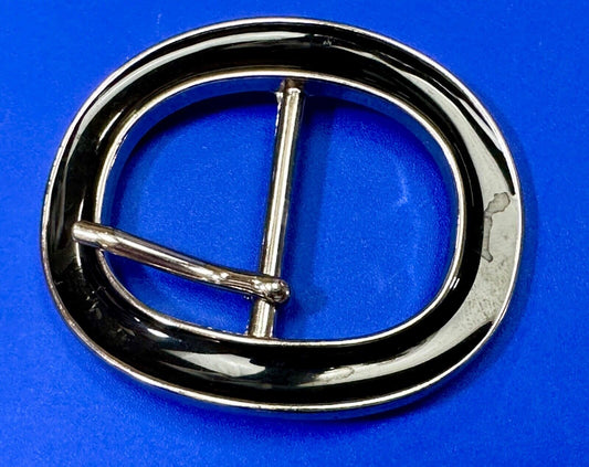 Vintage black and silver color replacement oval dress belt buckle