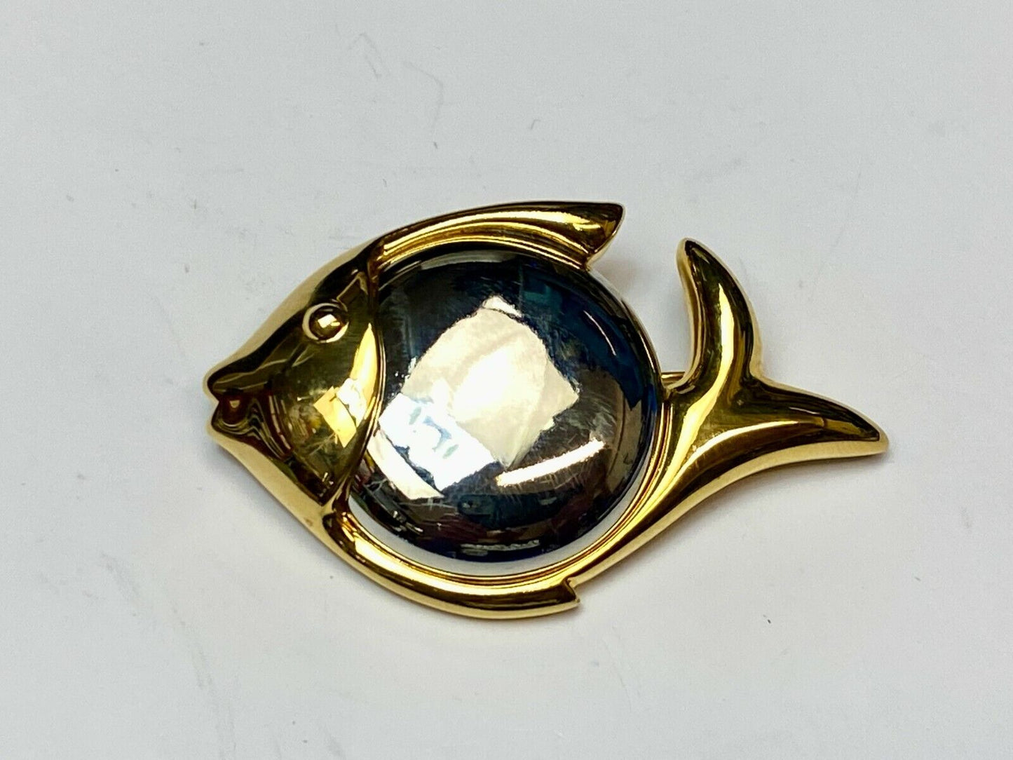 Two Tone Fish Brooch Pin Gold Tone Vintage Jewelry by Liz Claiborne LCI