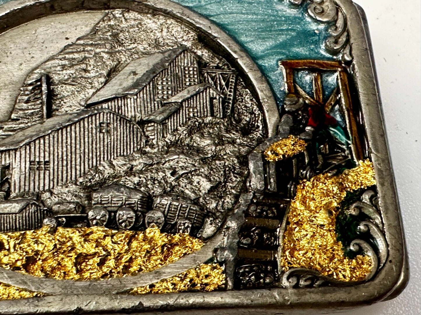 Underground Miners Processing Mill Historical Vintage 1983 Siskiyou Belt Buckle