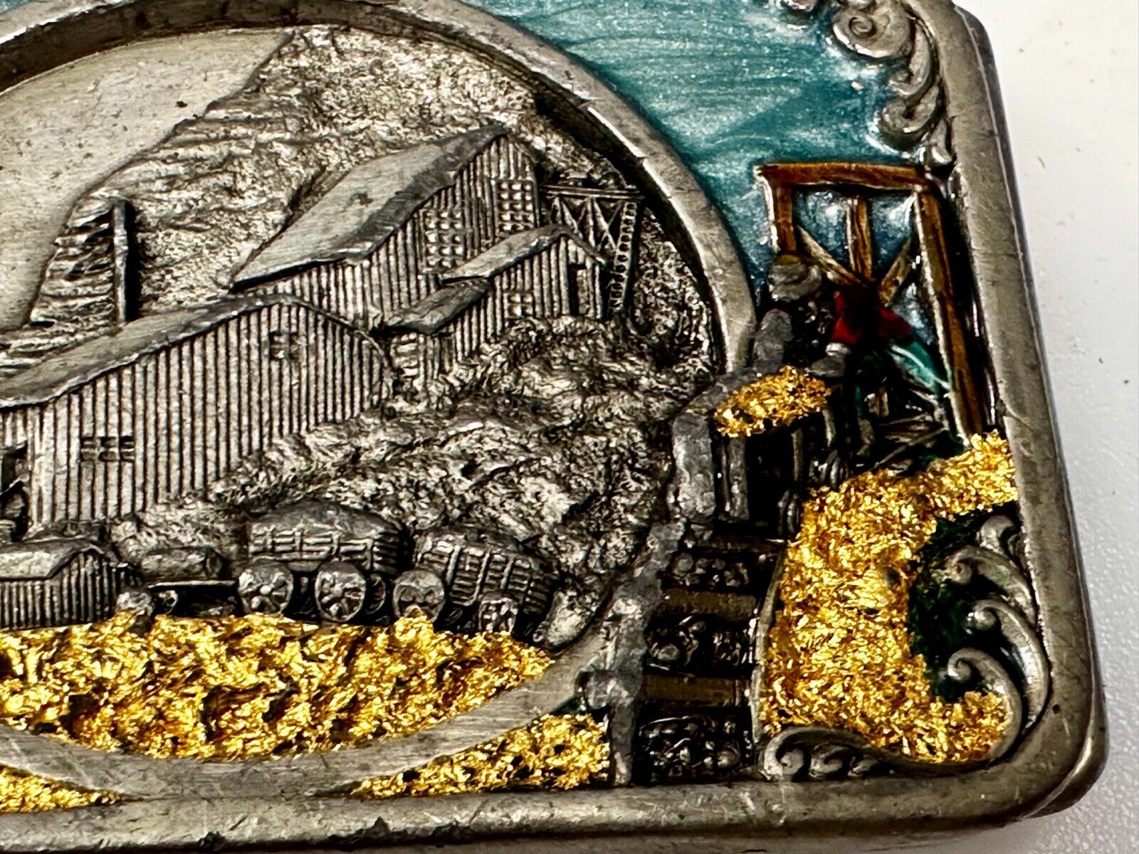 Underground Miners Processing Mill Historical Vintage 1983 Siskiyou Belt Buckle