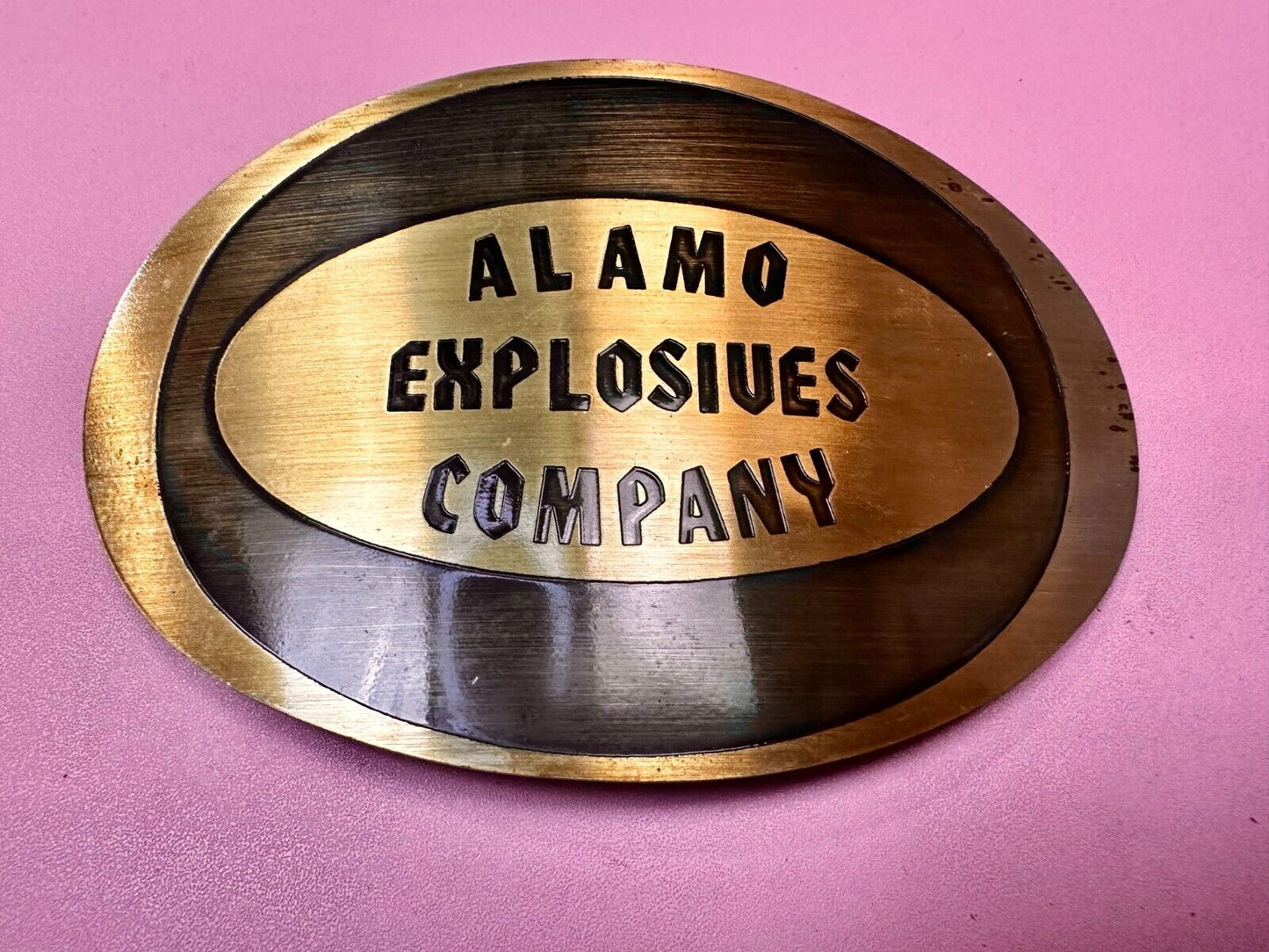 Alamo Texas Explosives Company Mine Company Belt Buckle - Metal Arts O.K.C