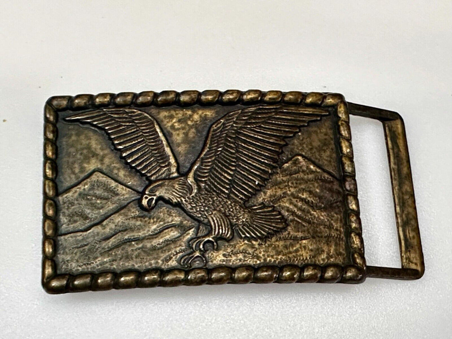 American Bald Eagle flying over majestic USA mountains Vintage Belt Buckle