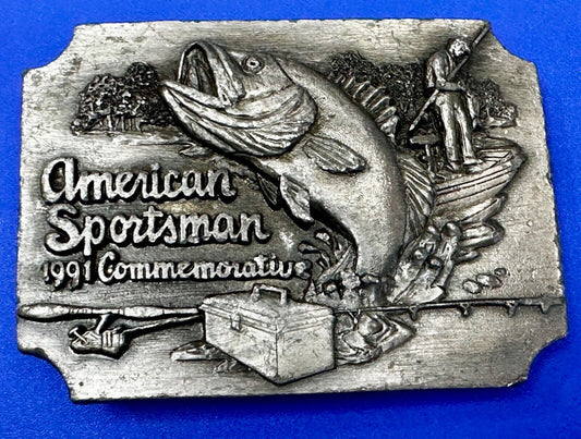 Bass Fishing - American sportsman 1991 Commemorative Vtg. Siskiyou Belt Buckle