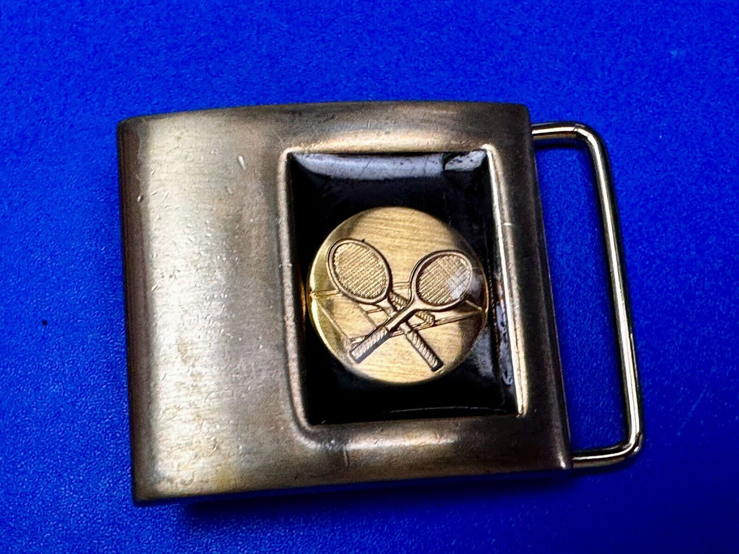 Two Tennis Racquet Sports Gold & Black Tone Belt Buckle by Lee N.Y USA