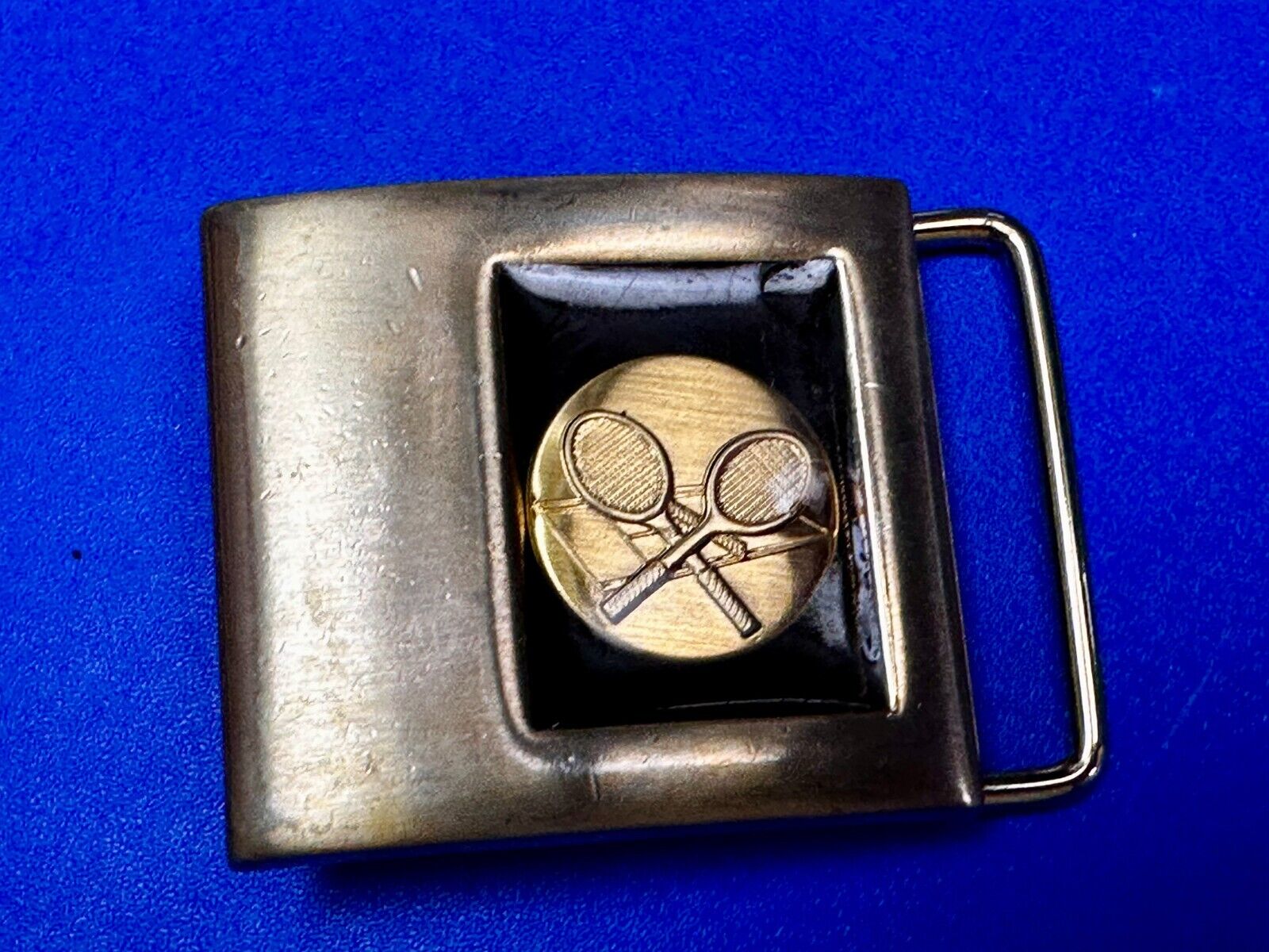 Two Tennis Racquet Sports Gold & Black Tone Belt Buckle by Lee N.Y USA