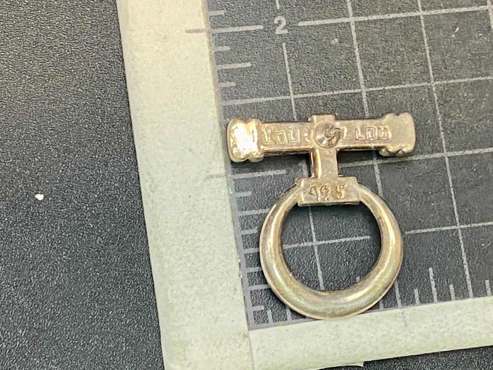 Vintage Cylinder & Round Door Knocker? Stirrup? Sterling Silver 925 Brooch