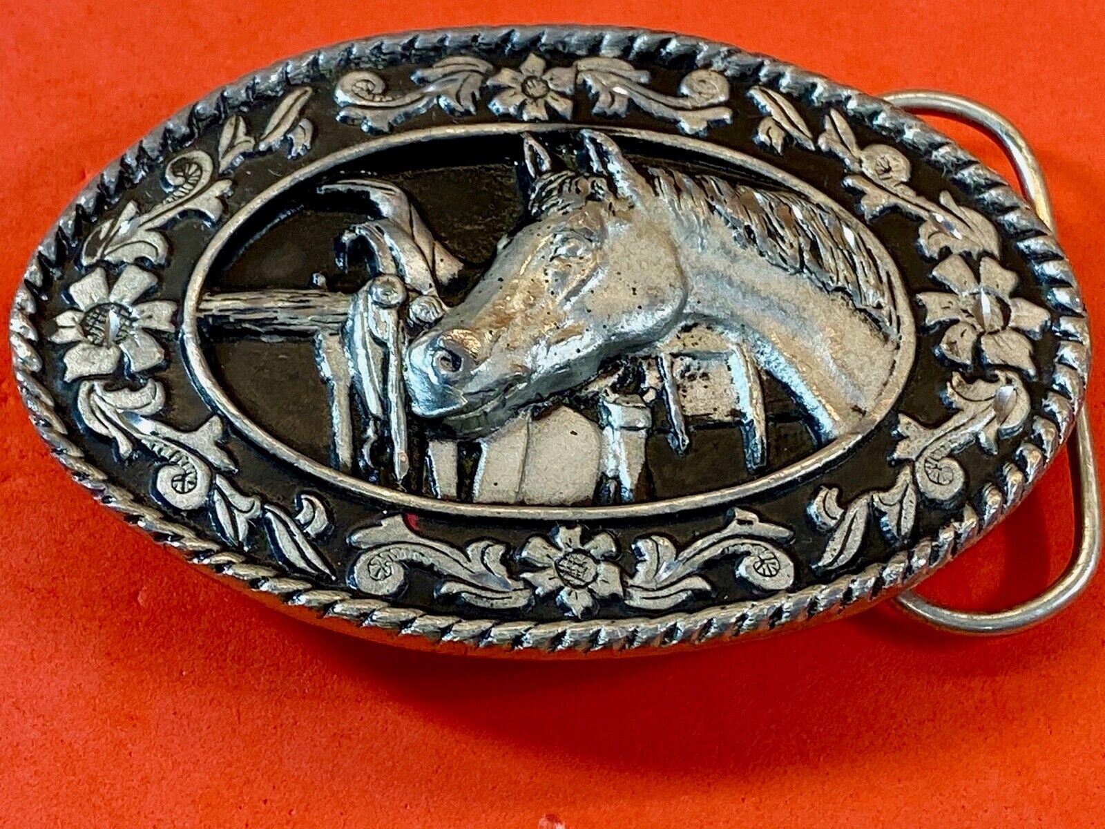 Vintage 1980'S Sw-1 Siskiyou Belt Buckle - Tribute To The Horse 
