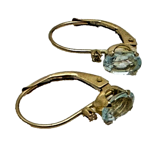 Vintage 14K Gold Ice Blue Topaz Earrings