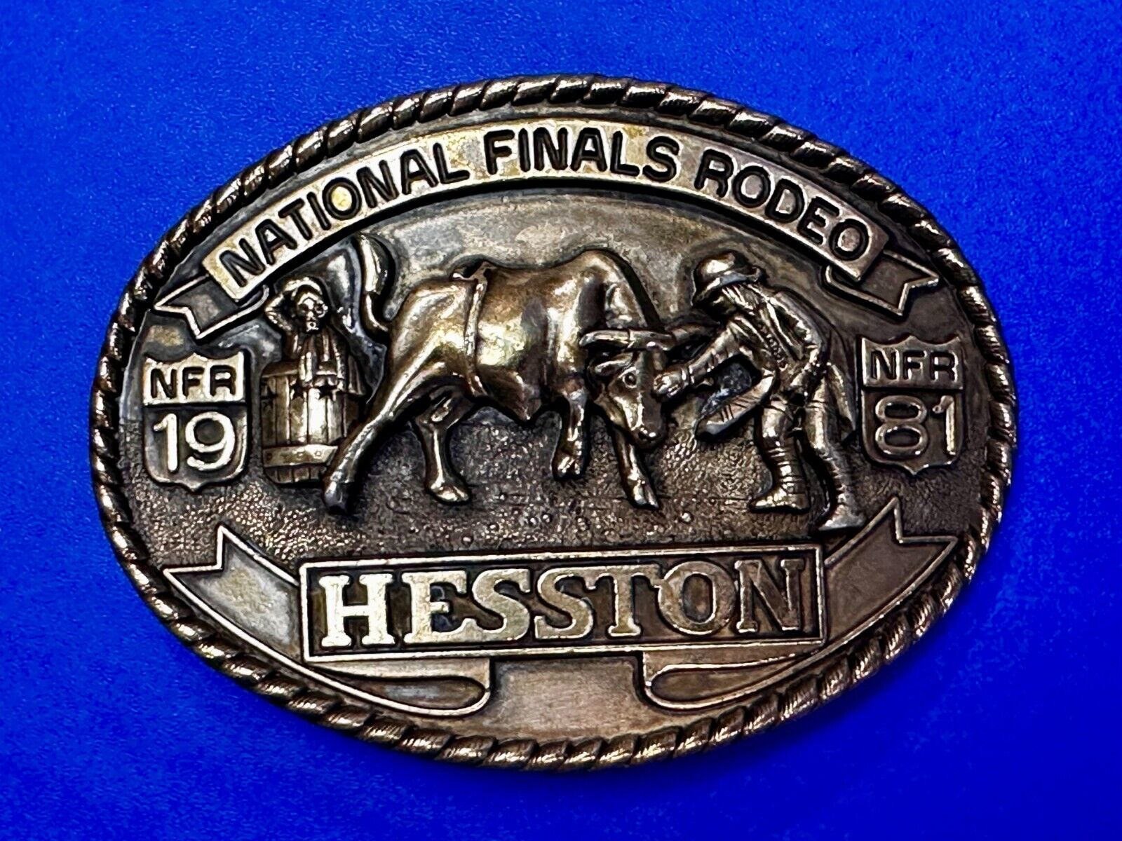 1981 Hesston National Finals Rodeo NFR Cowboys Belt Buckle -  7th edition