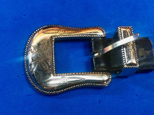 two piece Western Dress belt buckle with flower swirl pattern