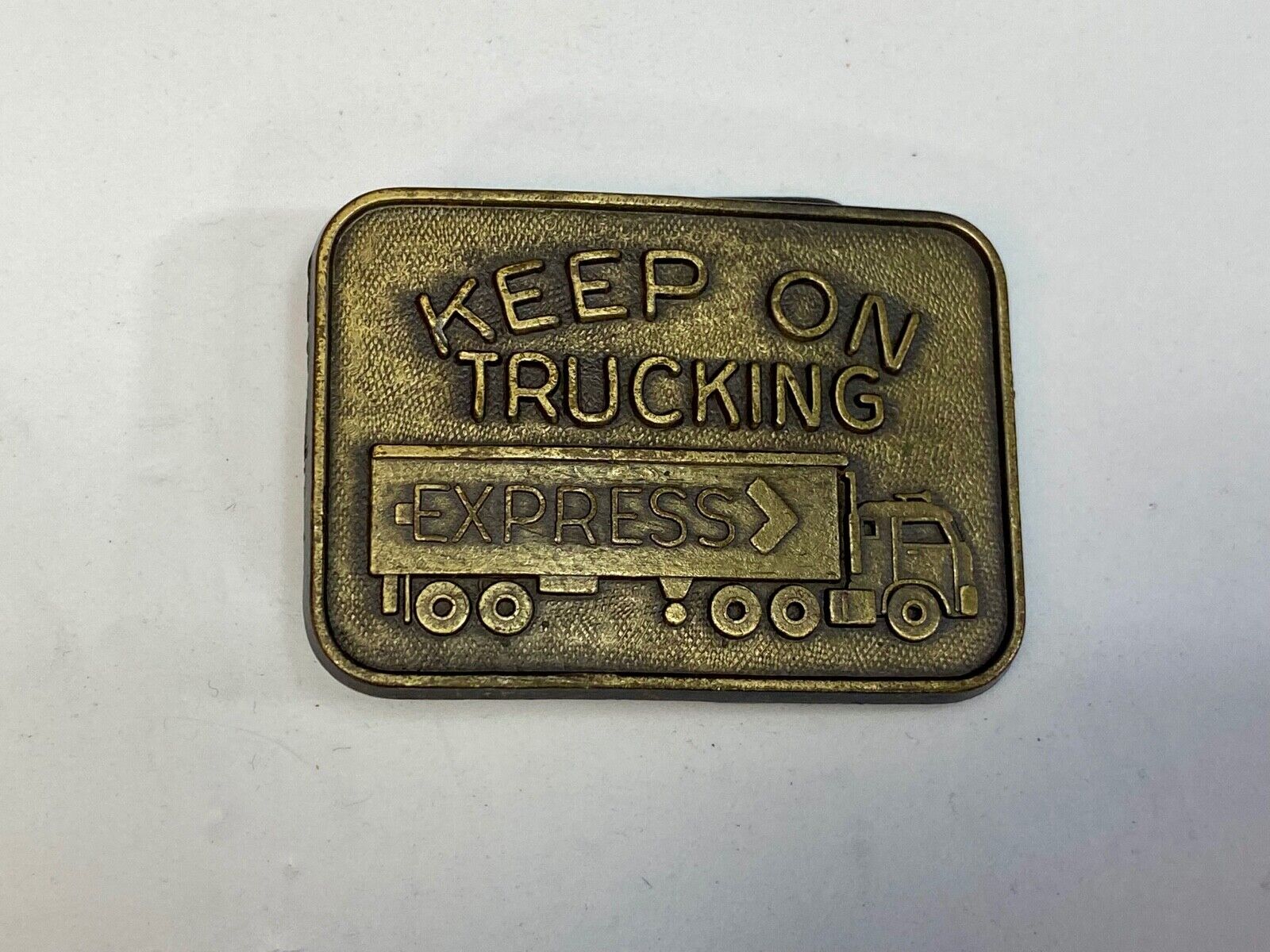 Vintage Keep On Truckin Express Driver Semi-Truck Big Rig Belt Buckle 