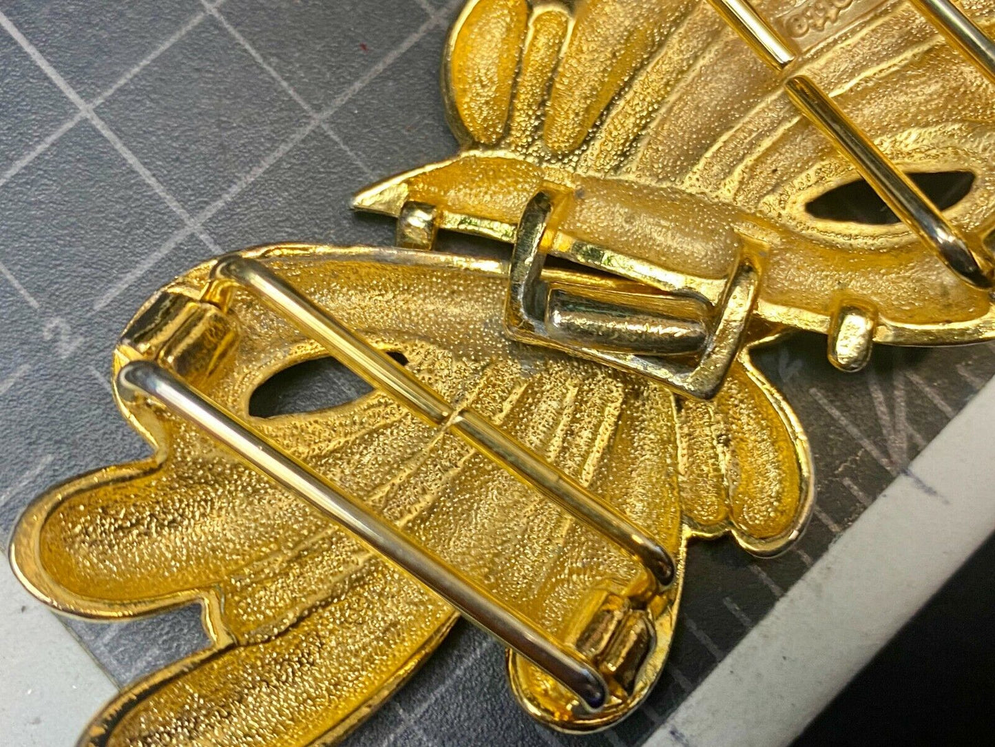 Two Piece Interlocking Gold Tone Wavey Knot Belt Buckle Signed Paquette