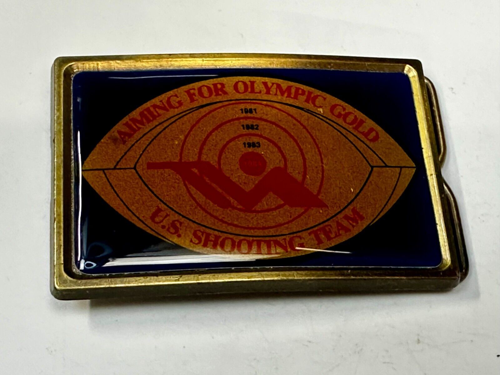 US Shooting Team Los Angeles 1984 Aiming for Olympic Gold NOS Belt Buckle