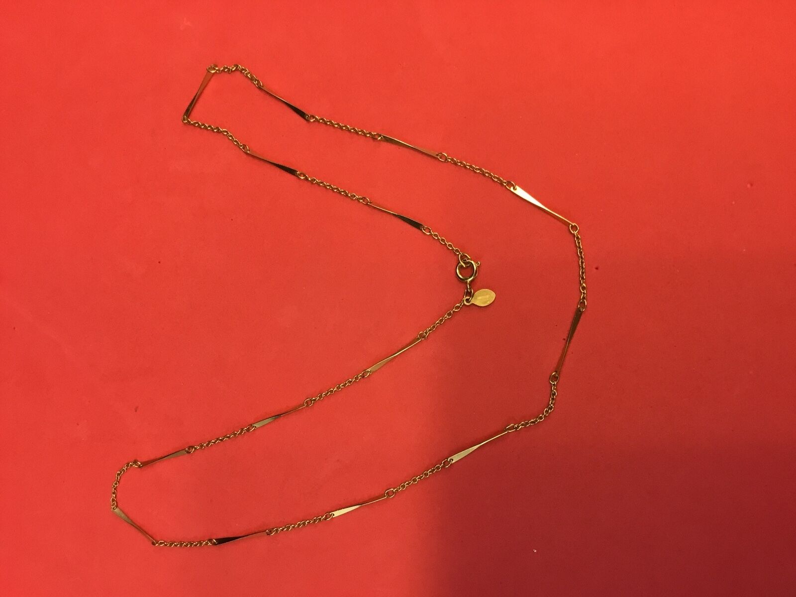 Avon Gold tone bar link - section necklace 26" long