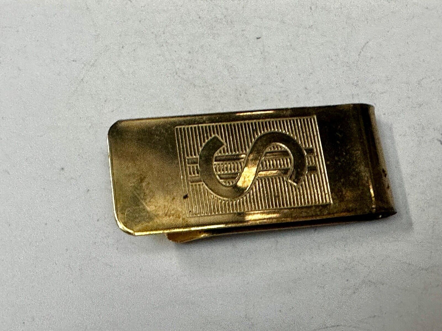 Vintage Gold Tone Dollar Sign $ Bill Holder Old School Money Clip