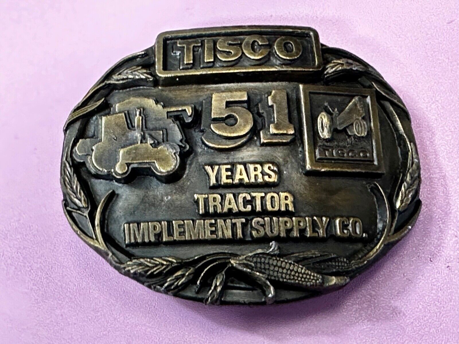 TISCO 51 Years Tractor Implement Supply Co. Belt Buckle Vintage 1987 by Siskiyou
