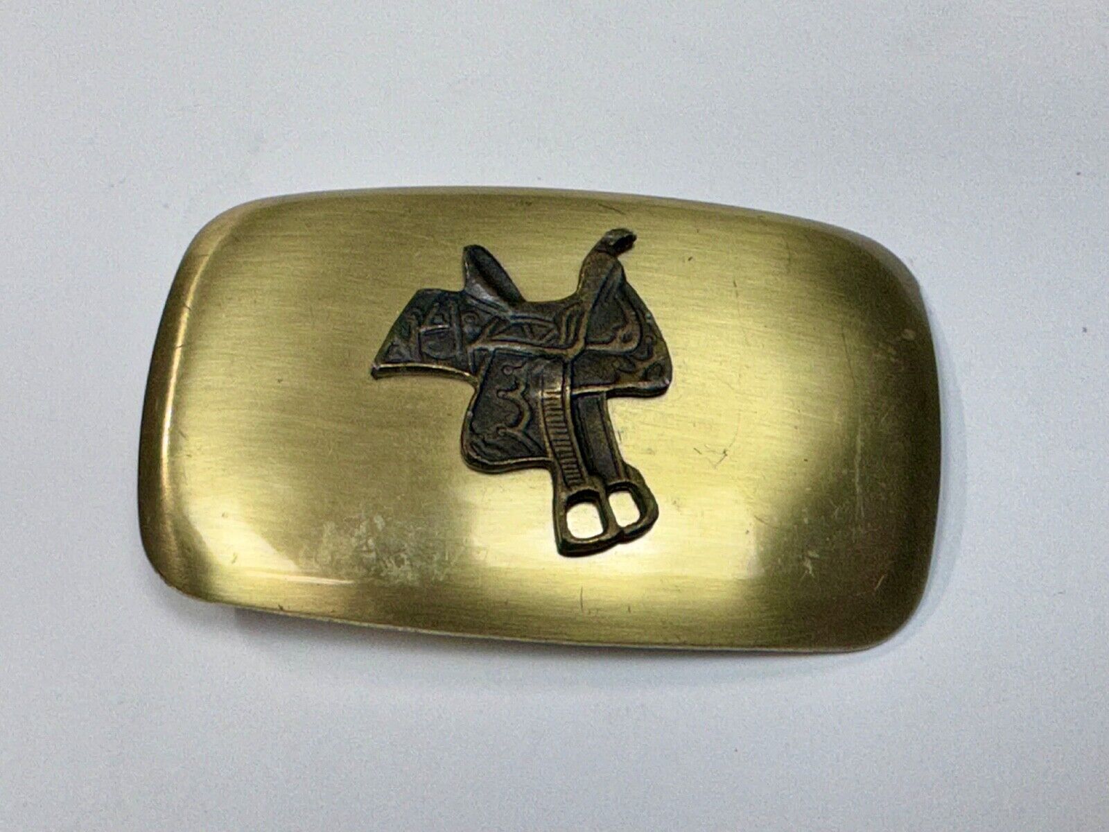 Vintage Chambers Horse saddle on western belt buckle