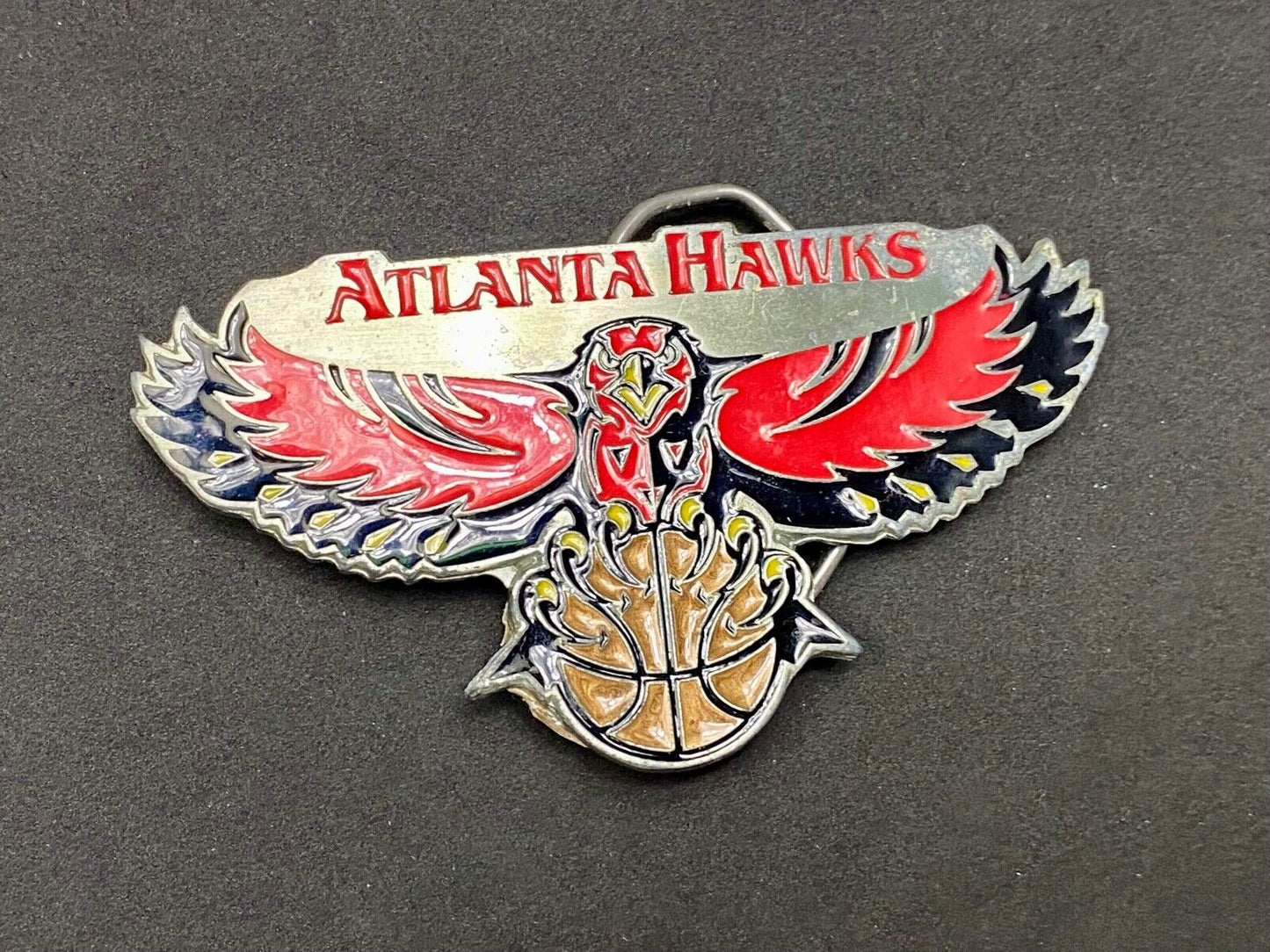 ATLANTA HAWKS LOGO CUT OUT NBA basketball FAN! BELT BUCKLE - some damage 