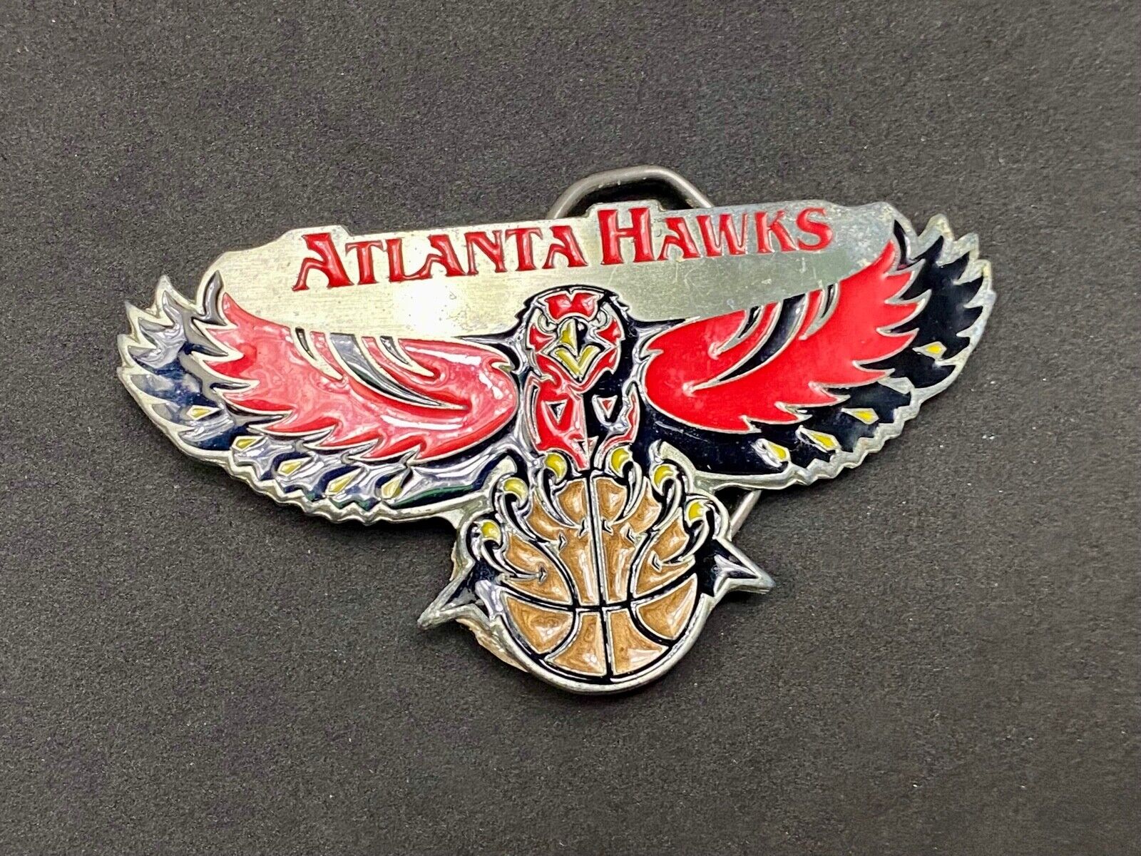 ATLANTA HAWKS LOGO CUT OUT NBA basketball FAN! BELT BUCKLE - some damage 