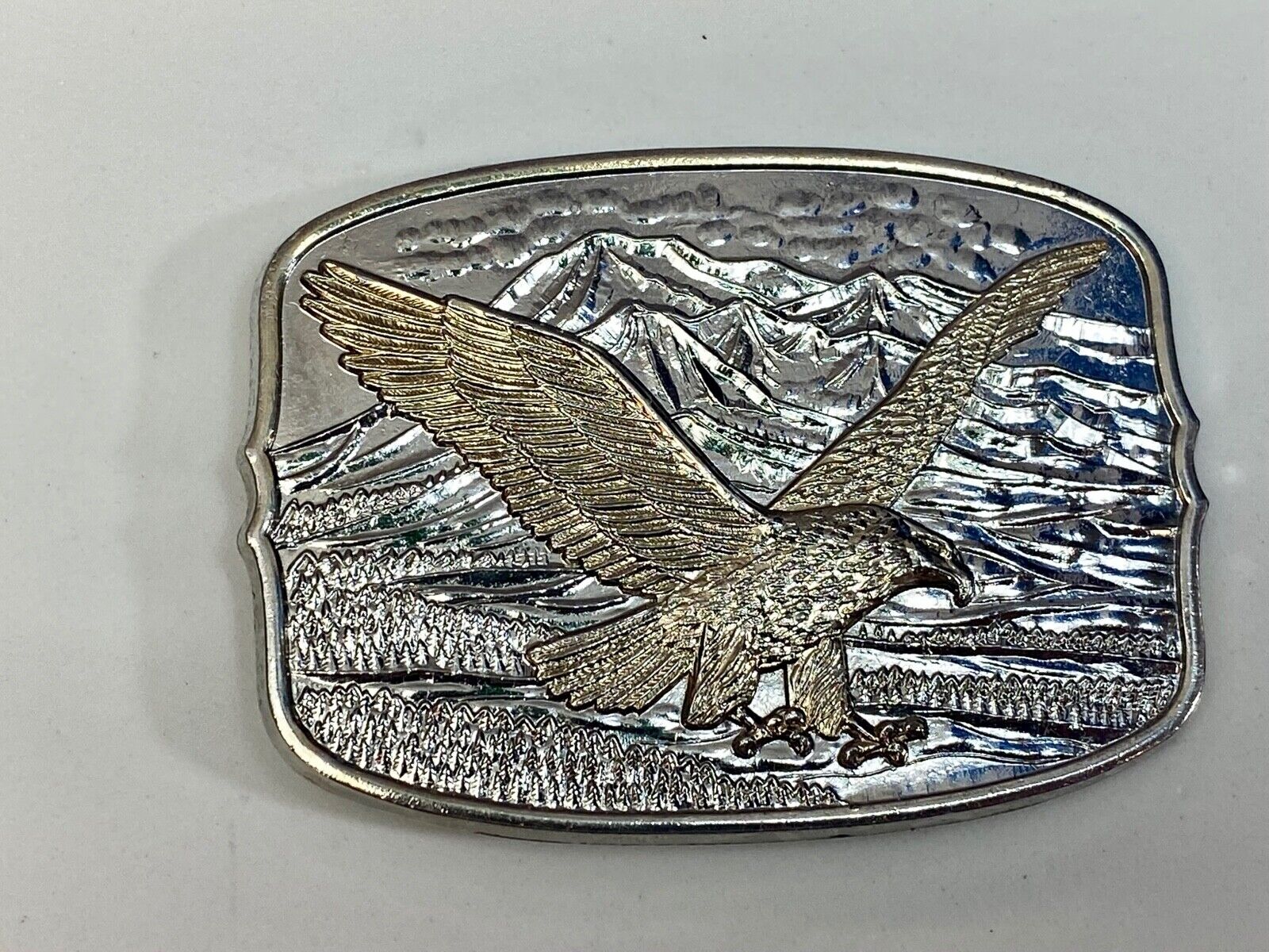 American Eagle Against Mountains Metal Numbered Belt Buckle Country Western