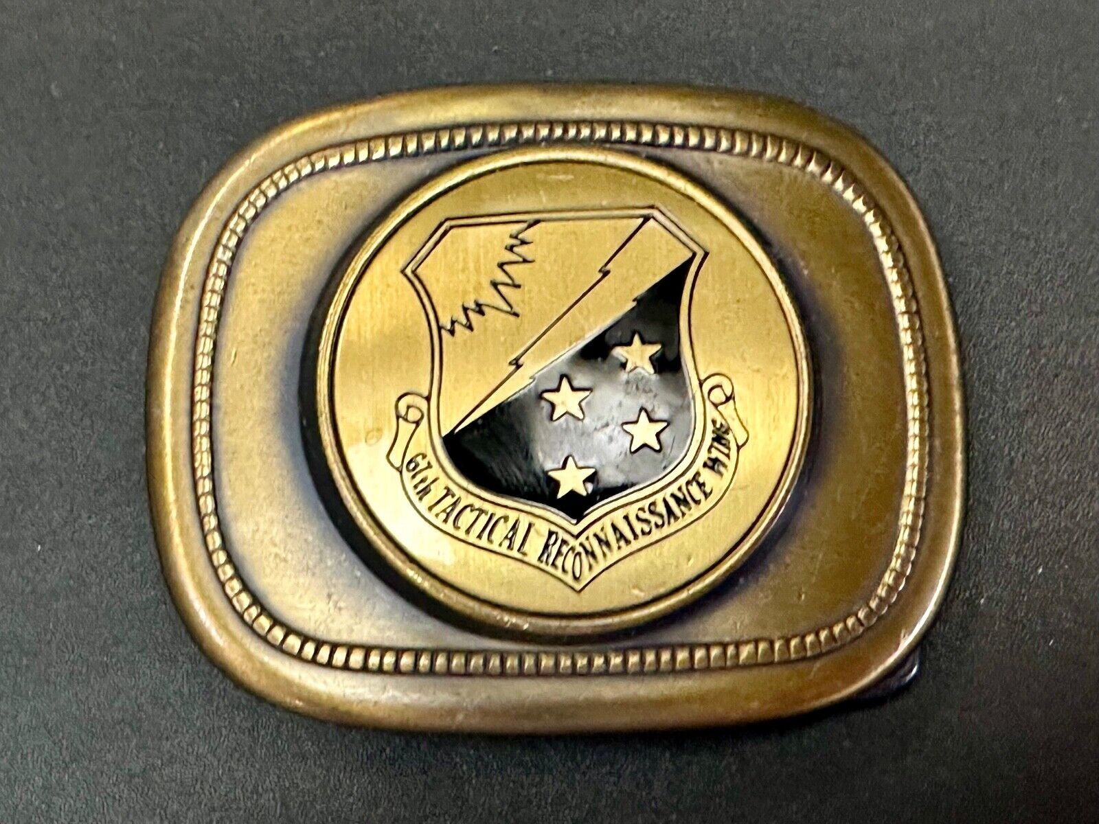 67th Tactical Reconnaissance Wing Dress Belt Buckle USAF Lux Ex Tenebris