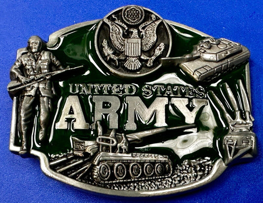 US Army United States Patriotic Soldiers Tanks Raised USA Eagle Belt Buckle
