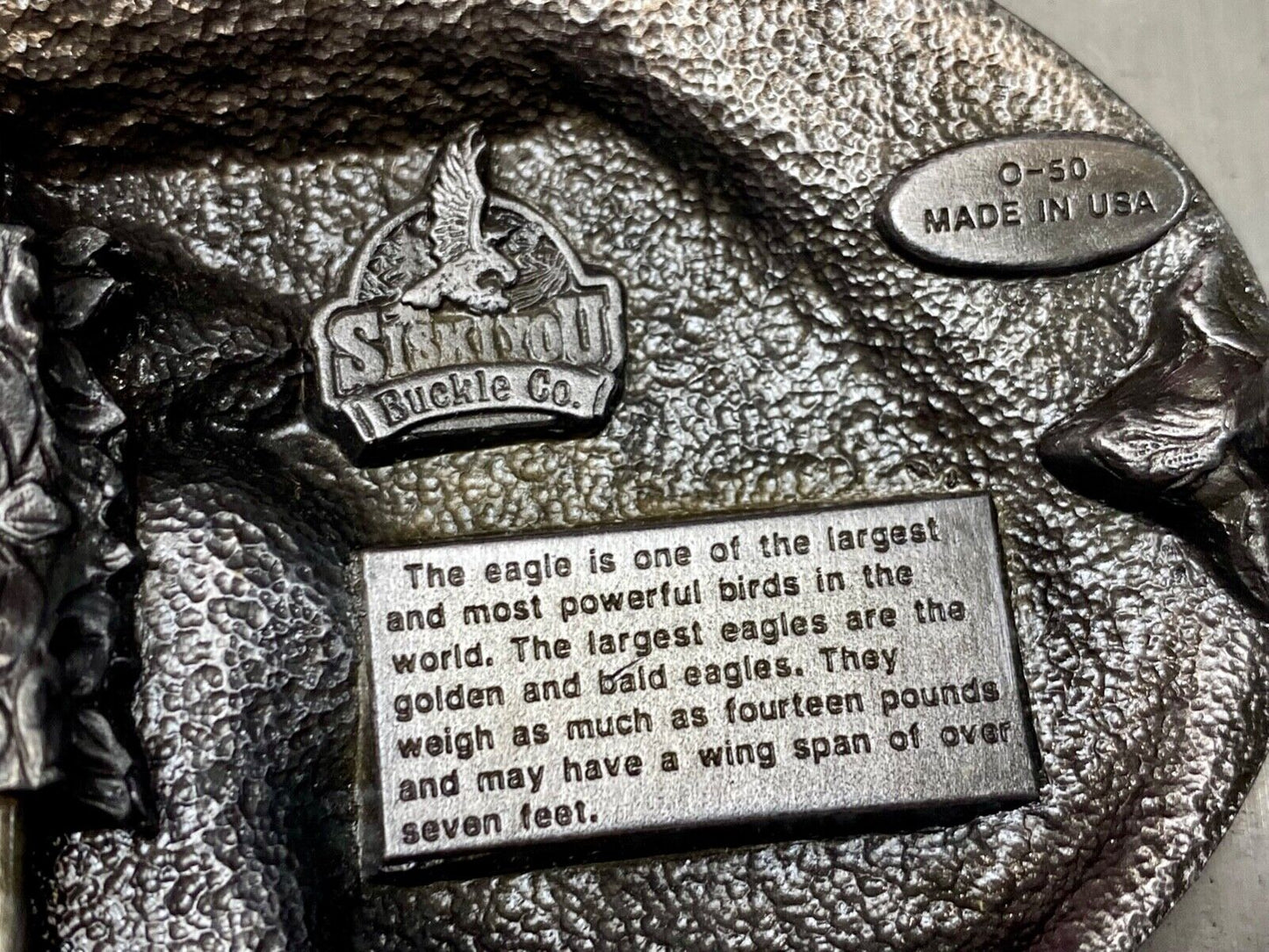 American Eagle Bust Head Vintage 1987 Siskiyou belt buckle. O-50