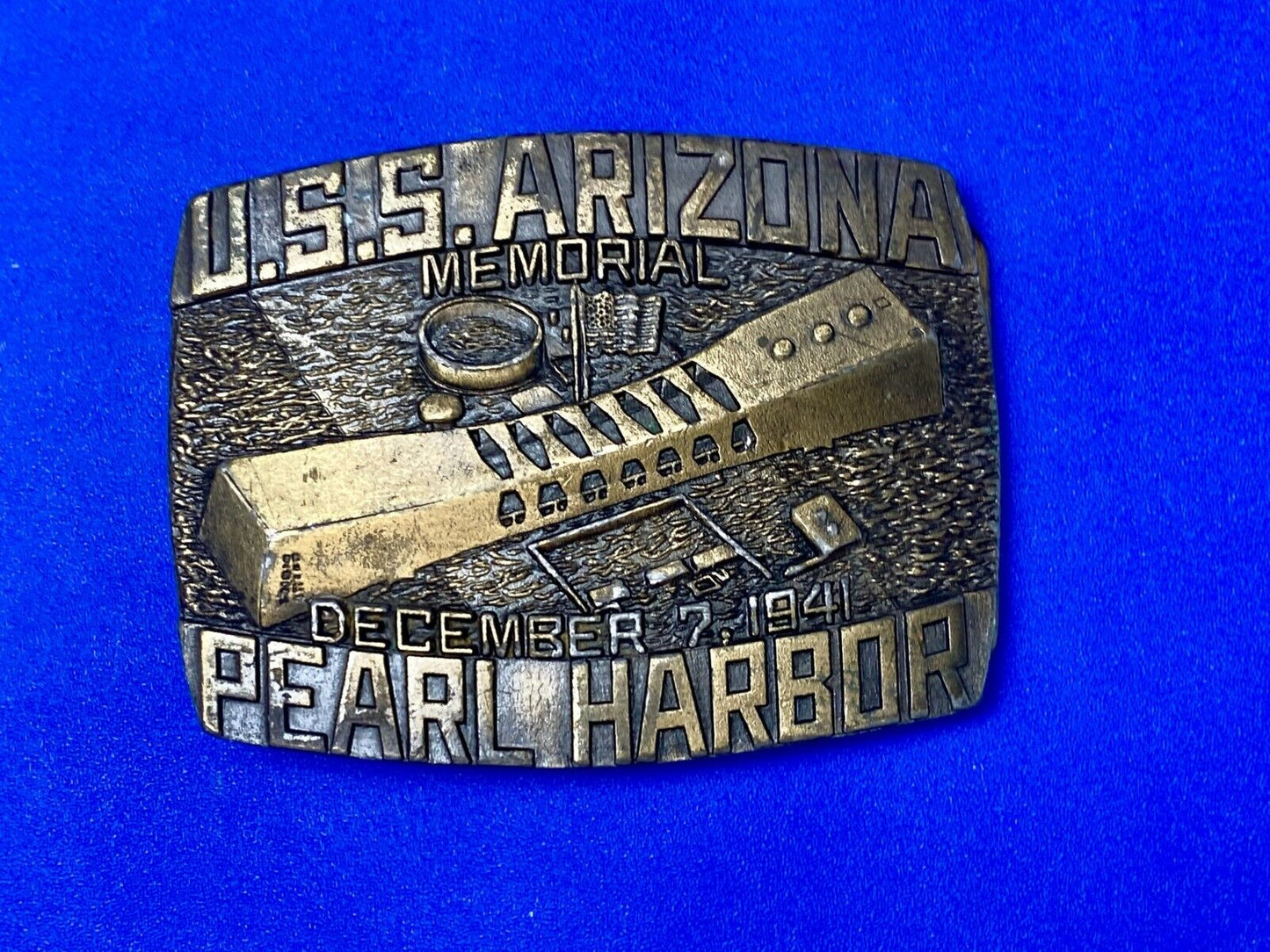 Uss Arizona Memorial Pearl Harbor Commemorative Belt Buckle Indiana Metal Craft