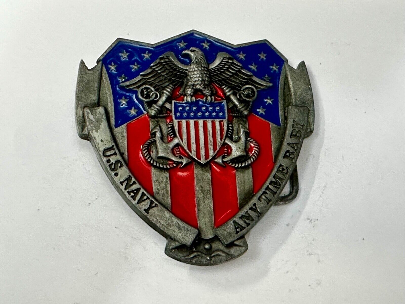 Anytime Baby - US Navy United States Military Flag Colors Cutout Belt Buckle