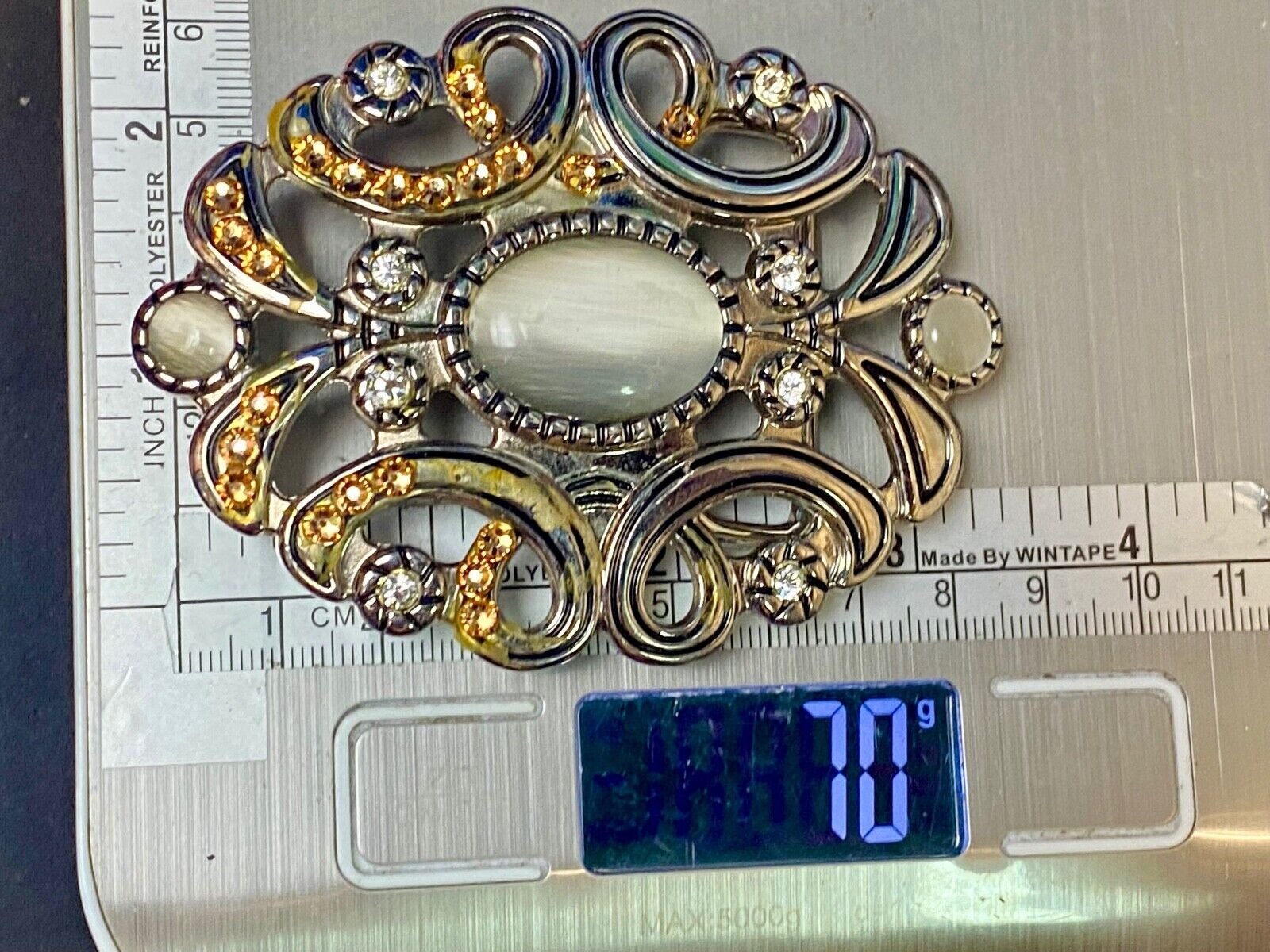 Unique See Though Rhinestone Accented Victorian Style Centerpiece Belt Buckle