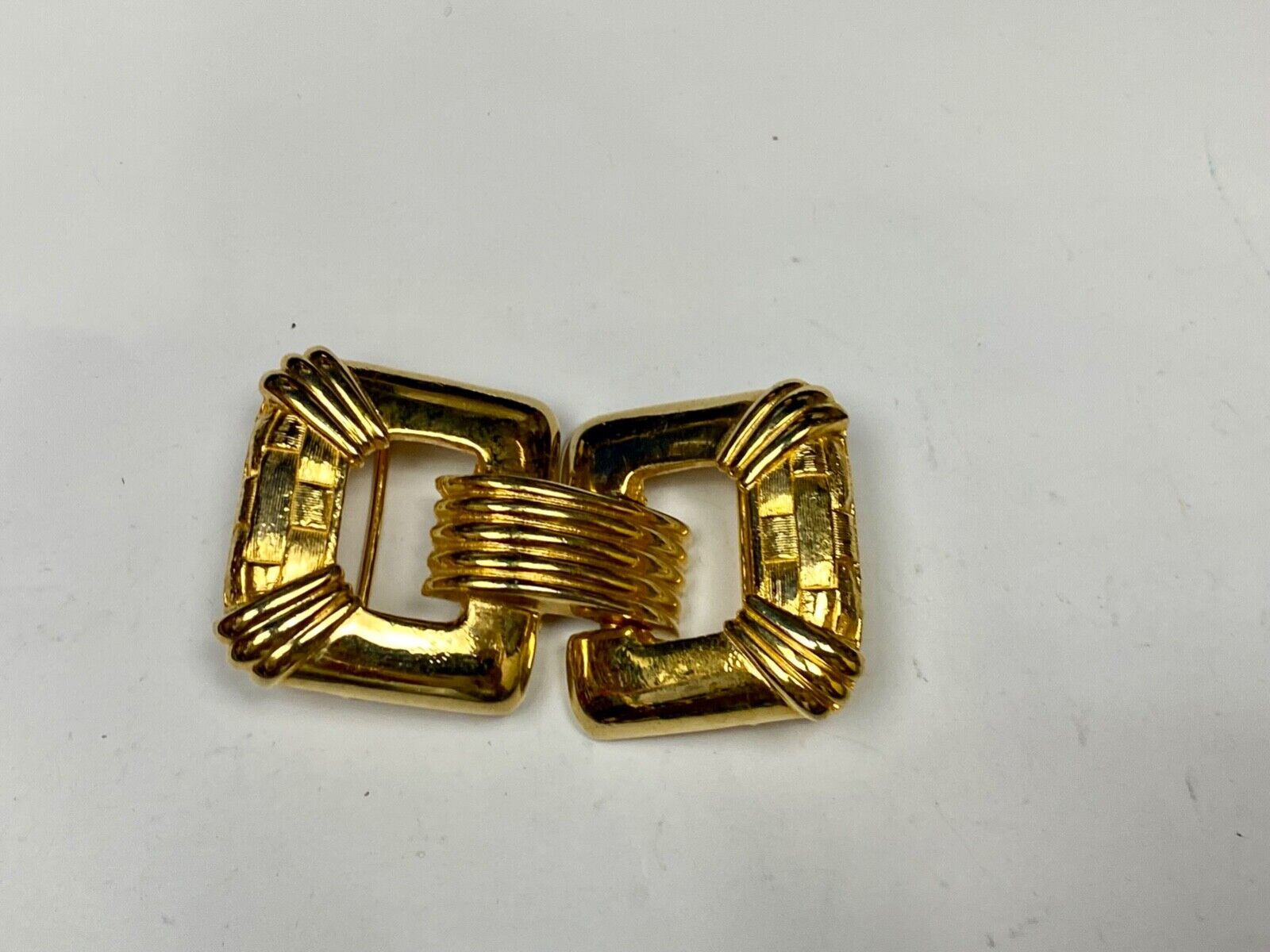 Vintage Gay Boyer Signed Piece Interlocking Rectangular Belt Buckle