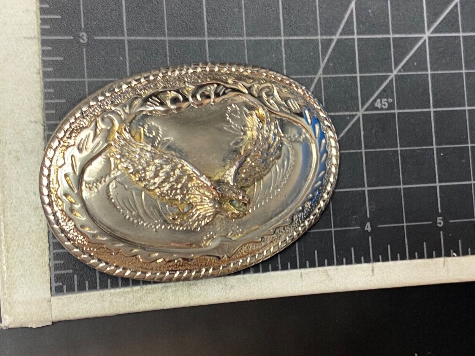 USA made American Bald Eagle Flying Hunting Diving for Prey western belt buckle