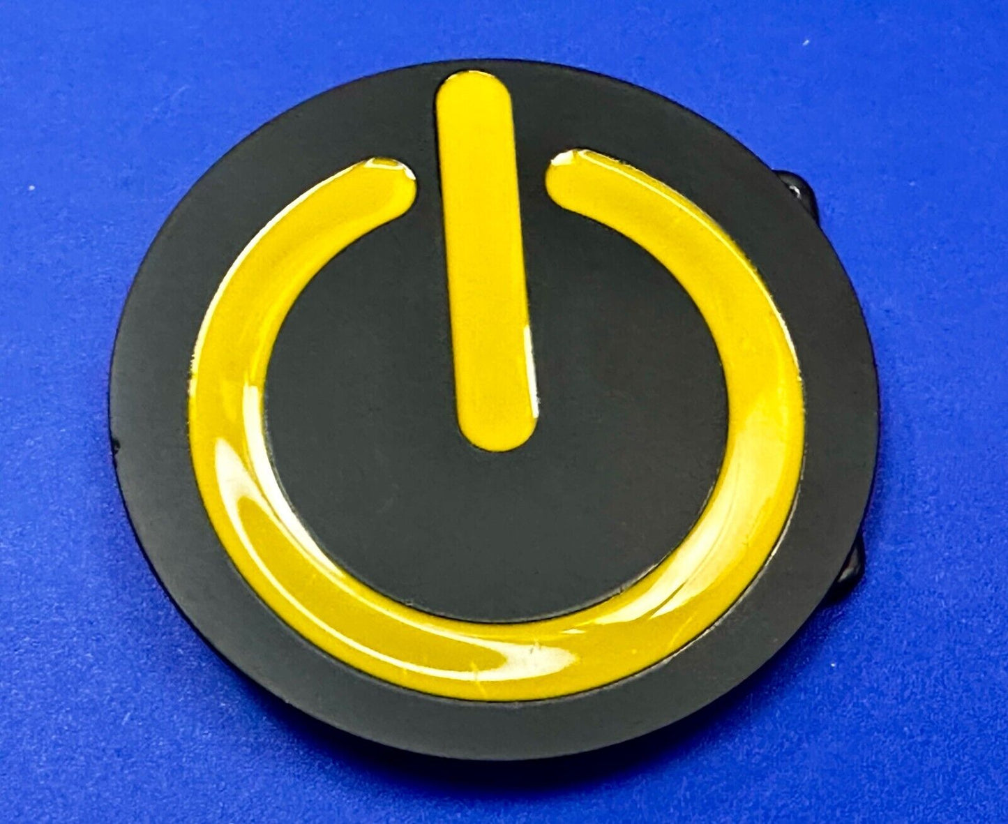 Power On Off Button Shutdown Electronics Computer Yellow Black Color Belt Buckle
