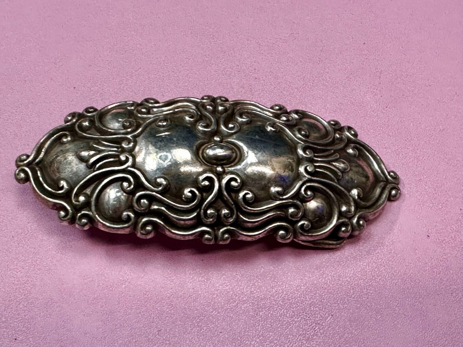 Victorian Art Style Floral Theme Silver Tone Vintage 1997 Belt Buckle