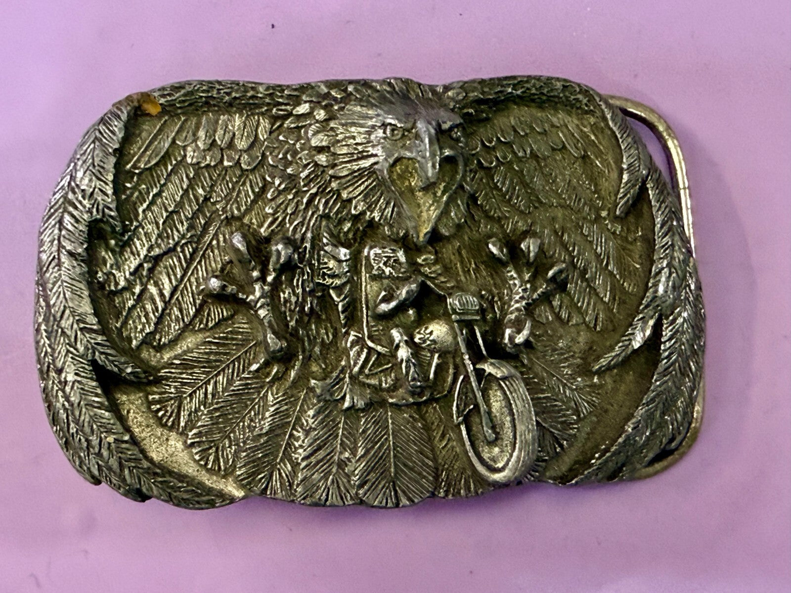 American Bald Eagle Motorcycle Biker Rider VTG 1980 Arroyo Grande Belt Buckle