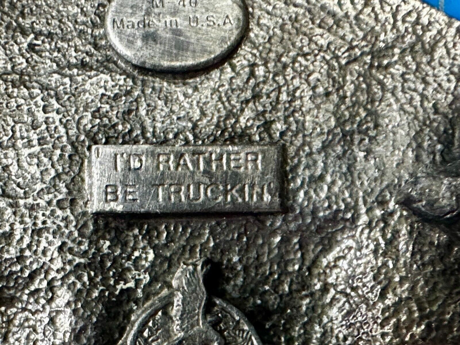 American Truck I'D RATHER BE TRUCKIN Pewter Vintage 1986 Belt Buckle - Siskiyou