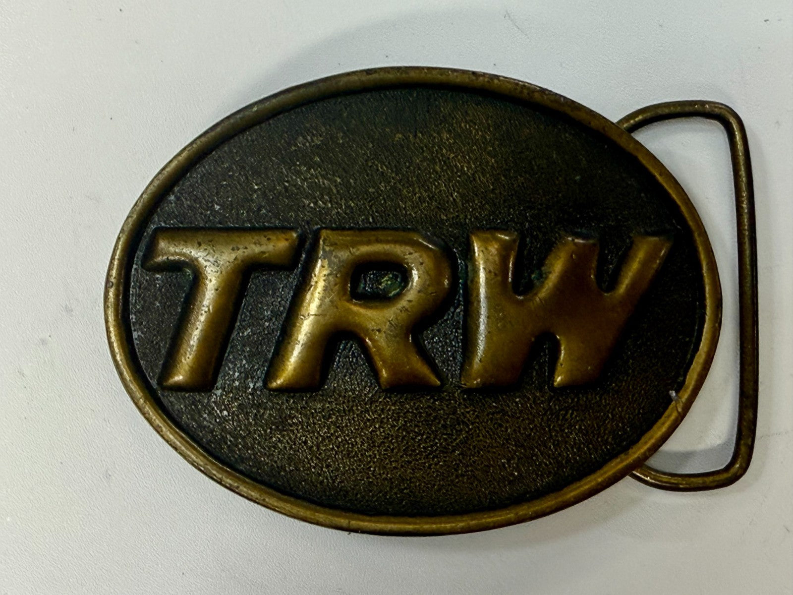 TRW Automotive Parts Advertising Promo Vintage Indiana Metal Craft Belt Buckle