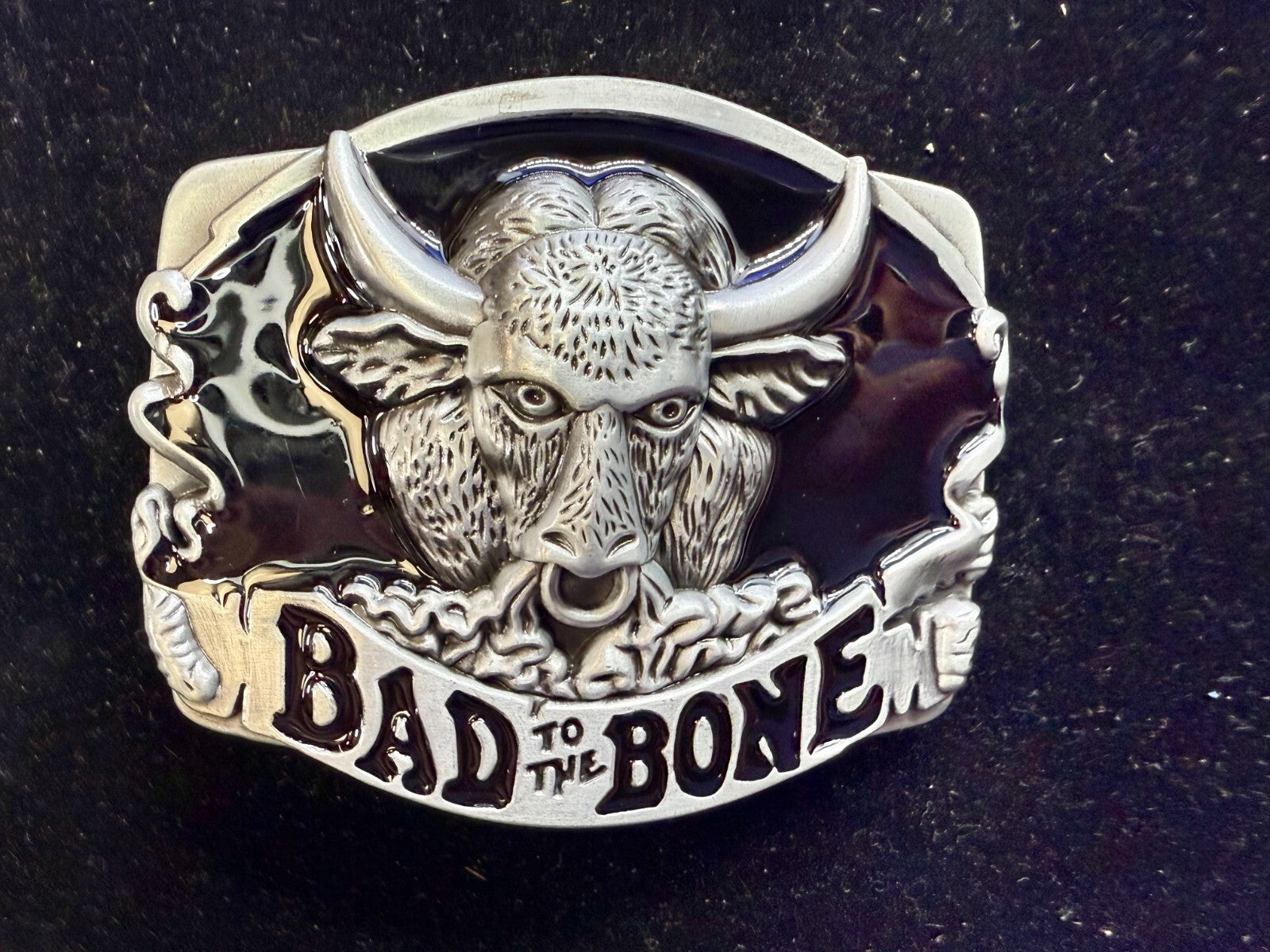 Bad to the Bone Longhorn Cow Bull Head Steer Western Cowboys Devil Belt Buckle