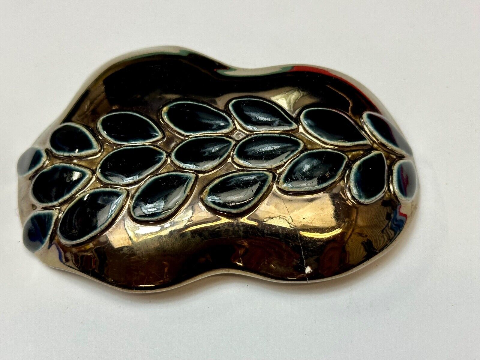 Artisan Belt Slide Buckle gold & black color Abstract pattern signed SKON