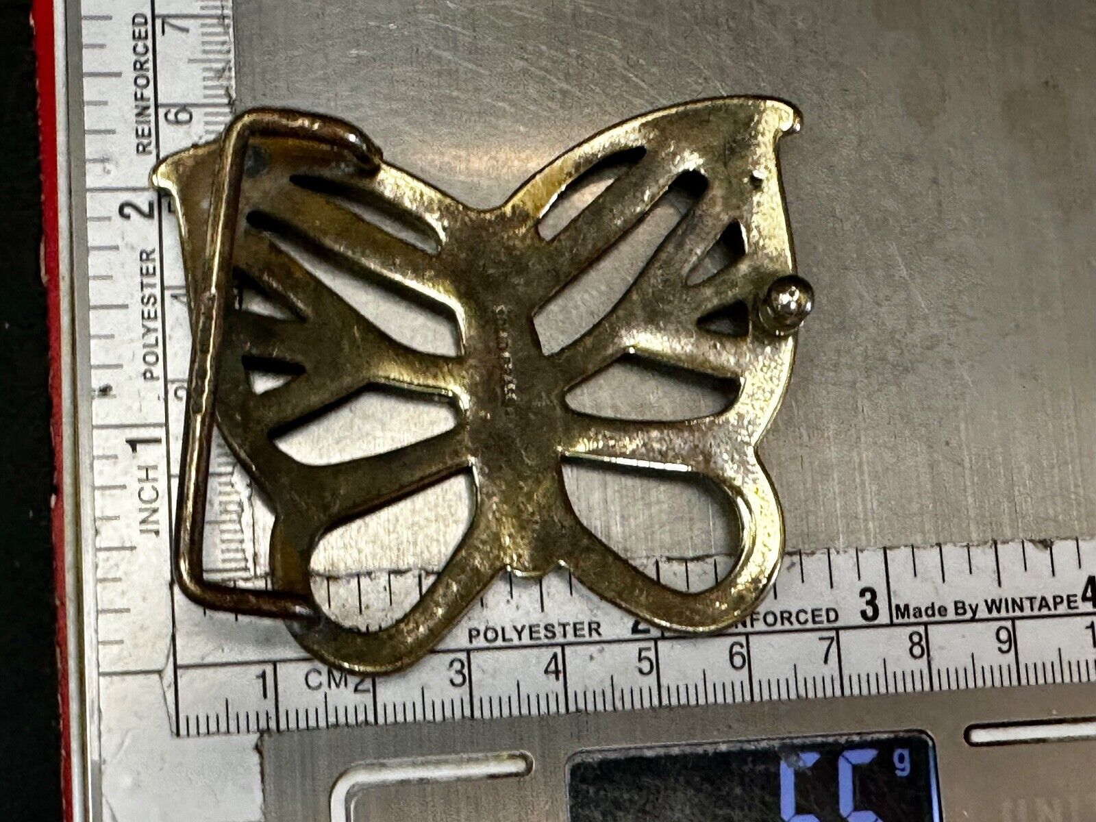70s Butterfly Bug Insect Girl Kid Hippie Boho Animal Art Brass Vtg. Belt Buckle