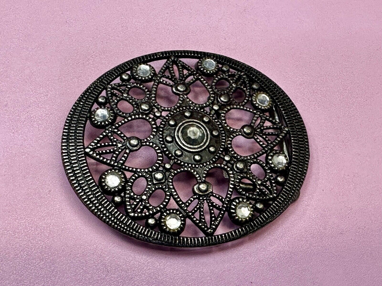 Beautiful Flower Design Rhinestone Accent Open Work Women's Belt Buckle