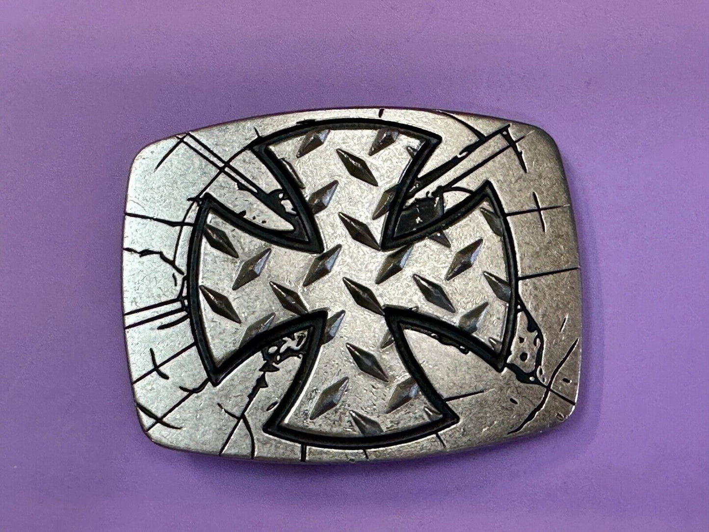Unique Maltese Iron Cross silver & black color Chrome brand Belt Buckle