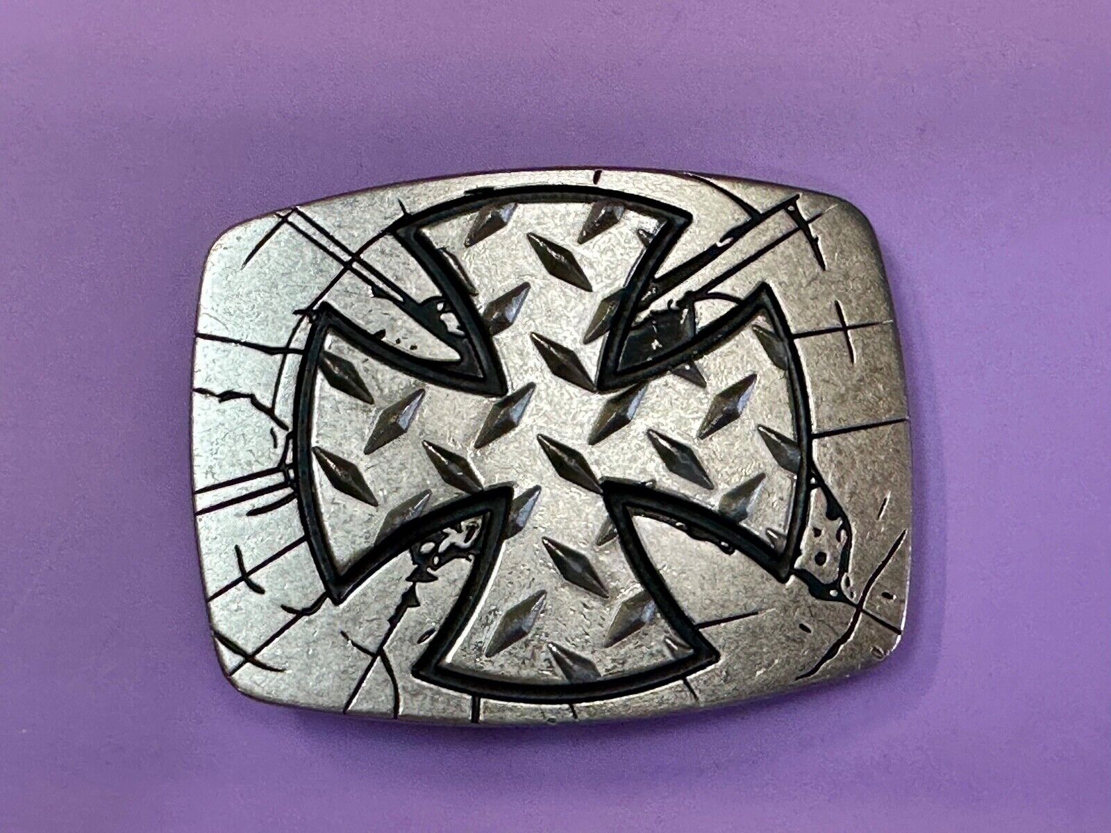 Unique Maltese Iron Cross silver & black color Chrome brand Belt Buckle