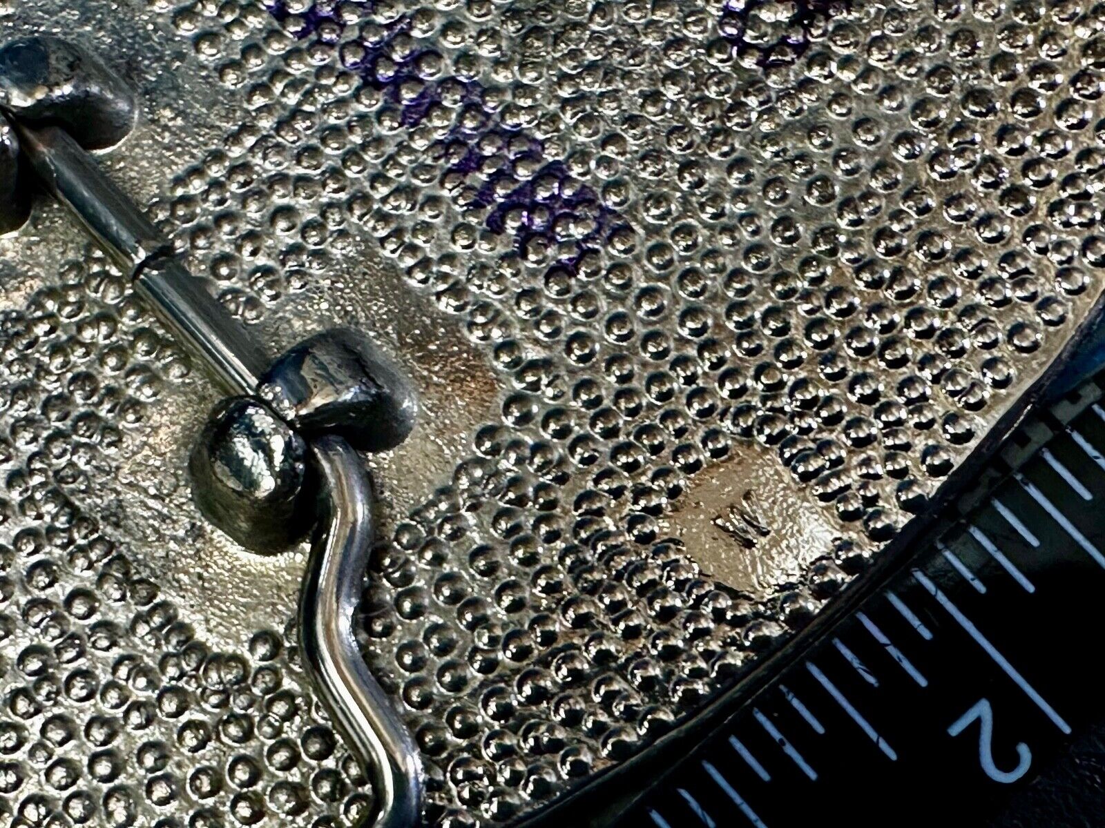 Vintage etched Figure 8 pattern on two tone Black & Silver Belt Buckle