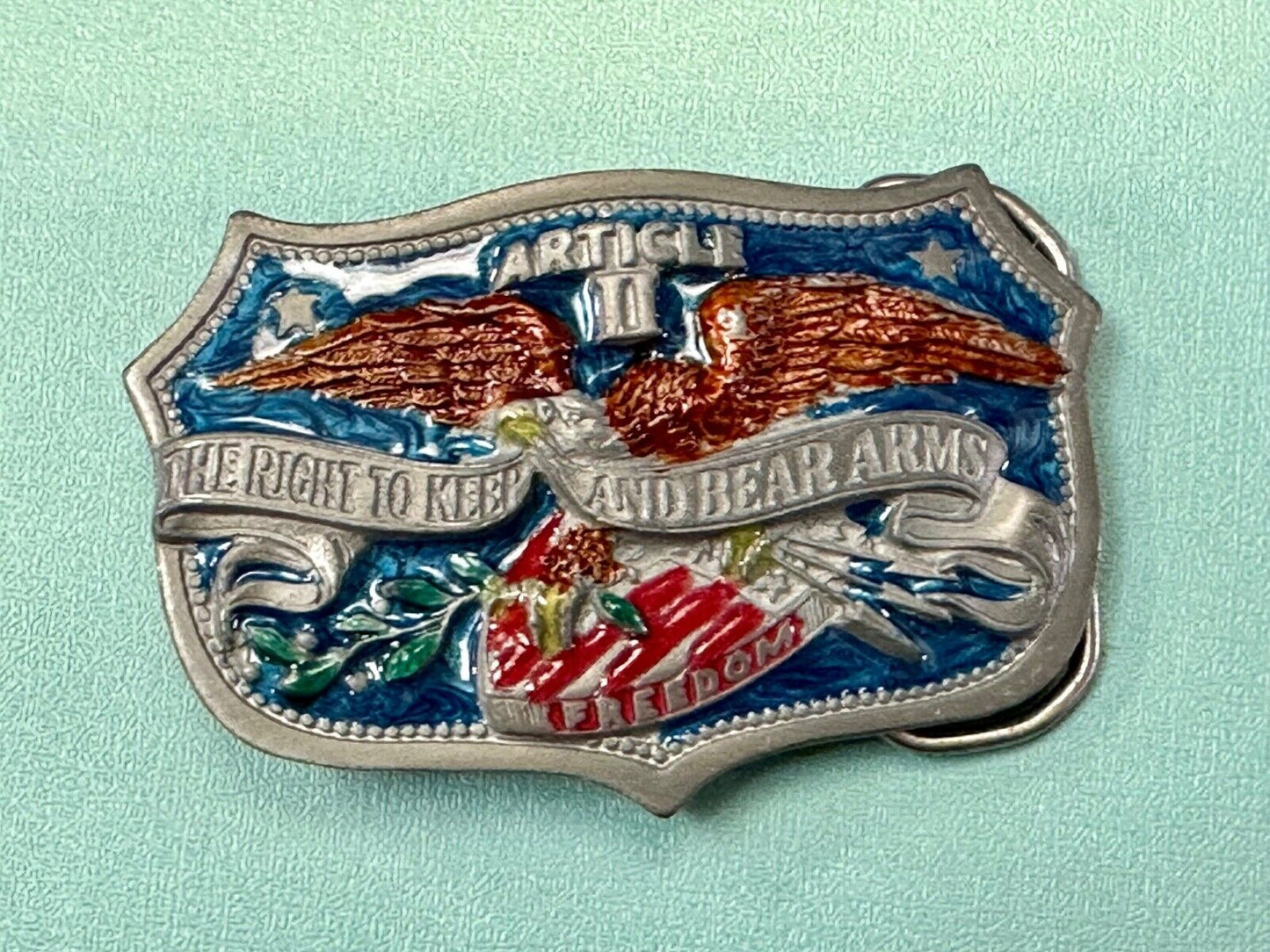 2nd amendment the right to keep and bear arms vintage 1982 belt buckle