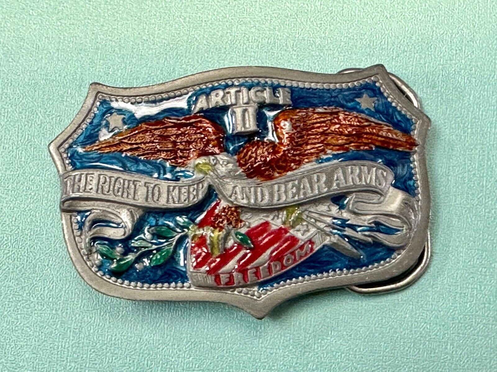 2nd amendment the right to keep and bear arms vintage 1982 belt buckle