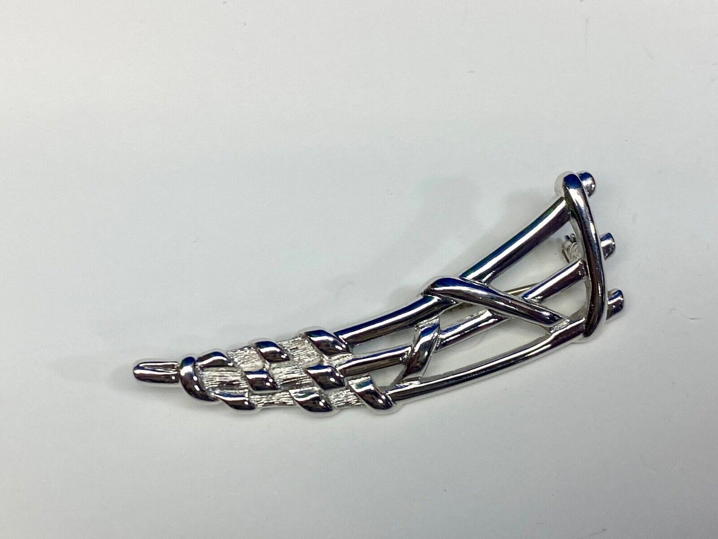 Abstract Retro Design 3 Level Silver Tone Brooch Pin by Monet