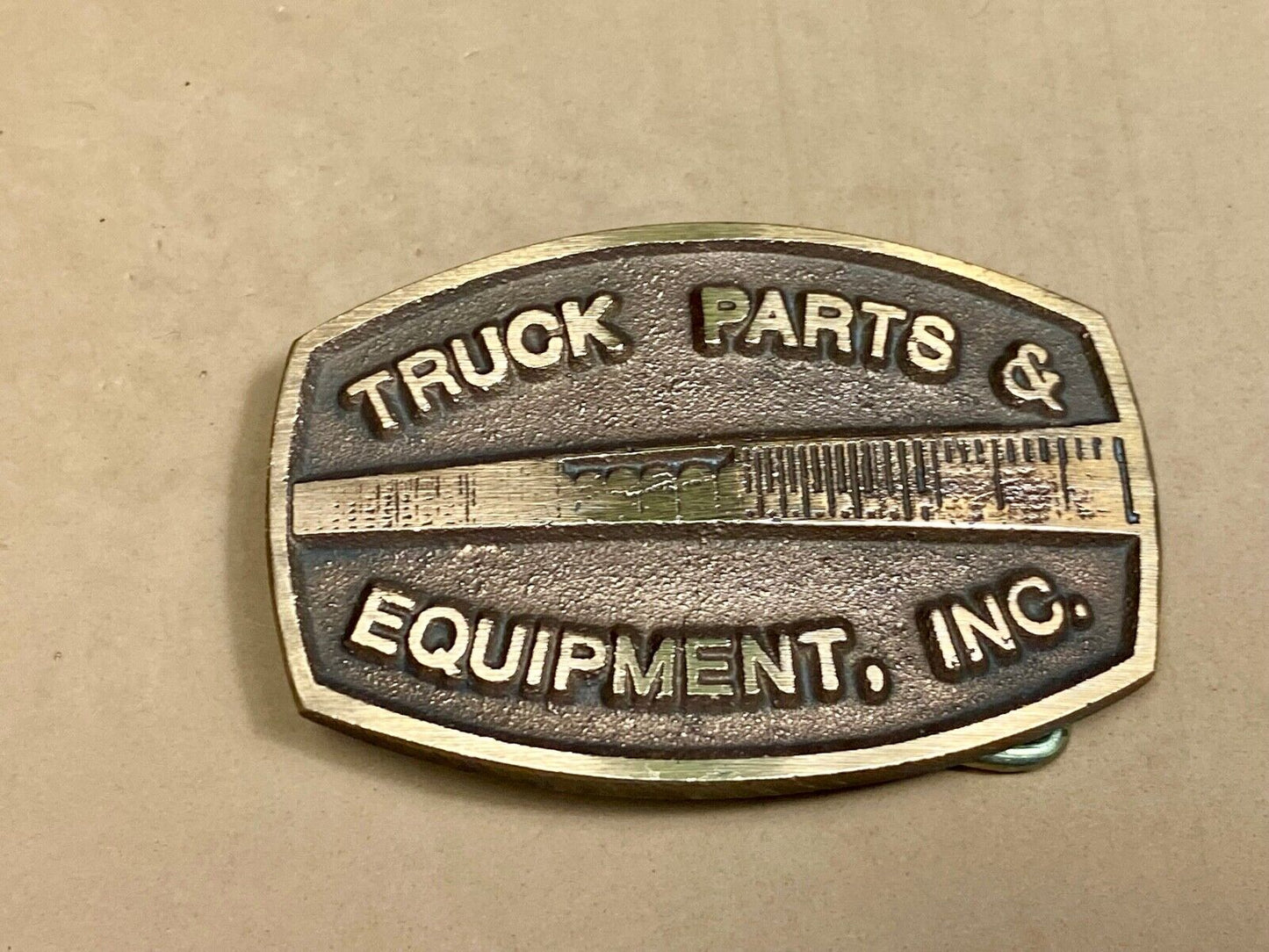 Truck Parts And Equipment Vintage Brass Tone? Belt Buckle